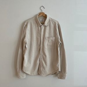 Save Khaki United Herringbone Overshirt Home Shirt in Oatmeal Speckle